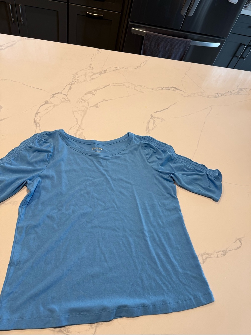 Lilly Pulitzer Sky Blue Puff Sleeve Tee